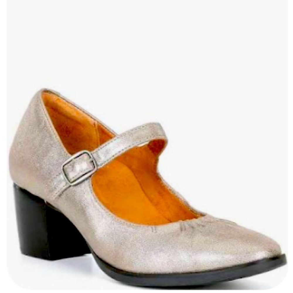 NEW AETREX WOMEN'S SARA PUMP HEEL Size 10 Silver Chunky Heel Mary Jane Shoes